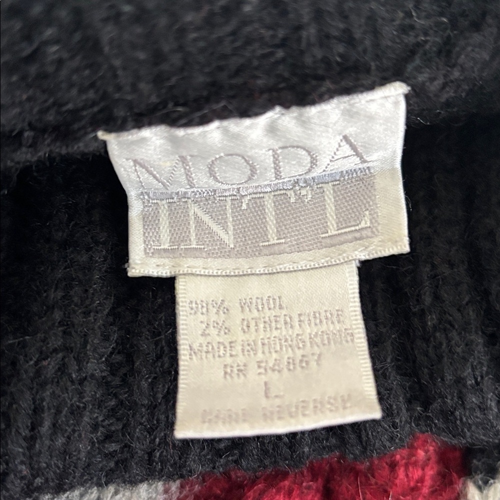 Vtg Moda Intl Wool Turtle Neck Patchwork Winter S… - image 7